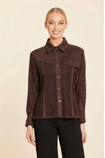 Faux Suede Lattice Cutout