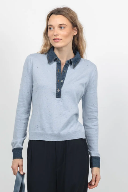Denim Collar Polo