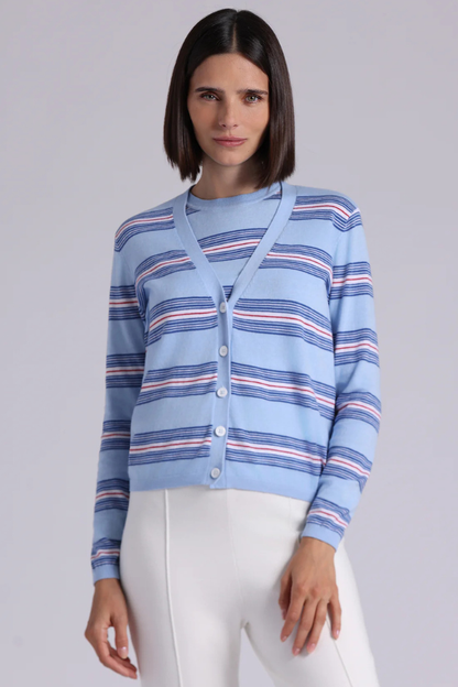 Striped V Neck Cardigan