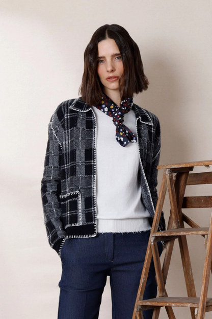 Plaid Collar Cardi