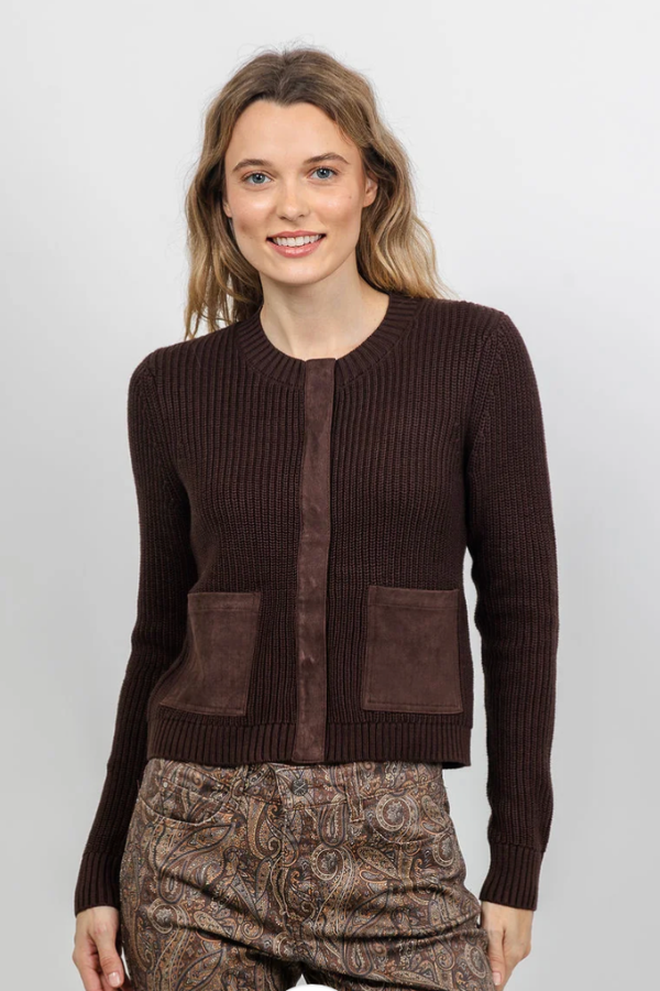 Suede Trim Cardigan