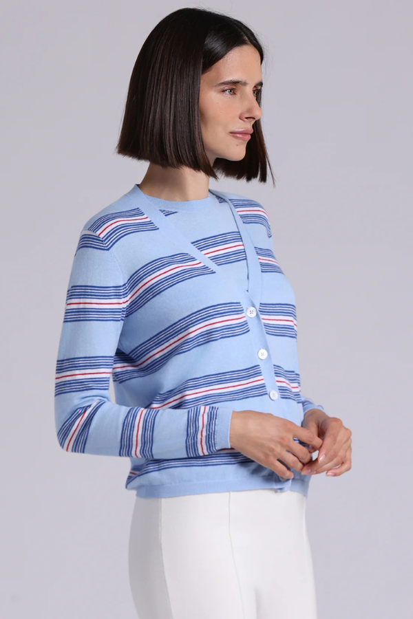 Striped V Neck Cardigan