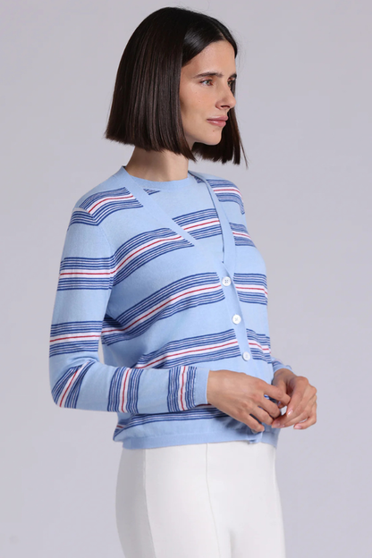Striped V Neck Cardigan