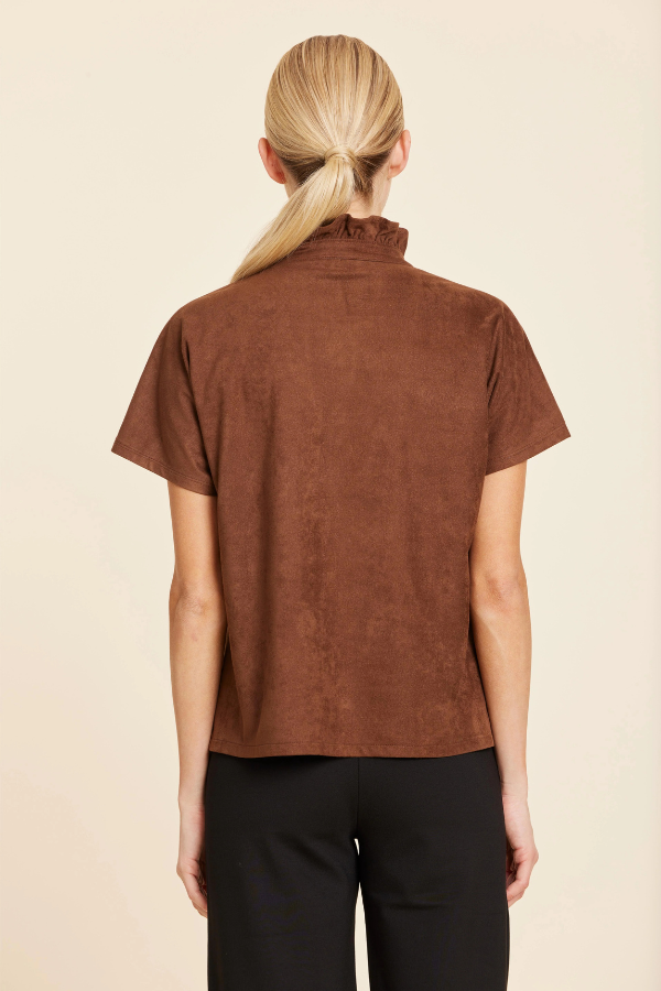 Faux Suede Ruffle Collar
