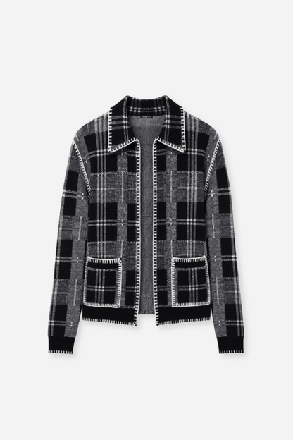 Plaid Collar Cardi