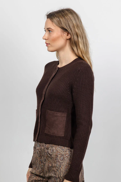 Suede Trim Cardigan