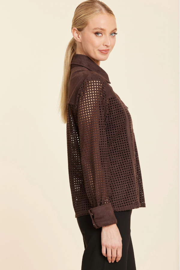 Faux Suede Lattice Cutout