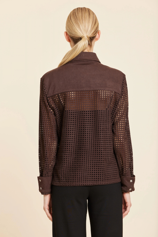 Faux Suede Lattice Cutout