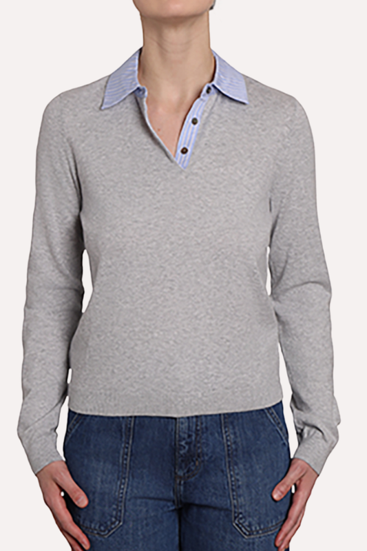 Woven Pinstripe Sweater